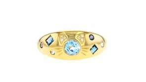 .73 ct. t.w. Multi-Gemstone Cat Ring with Lab-Grown Diamonds in 18kt Gold Over Sterling