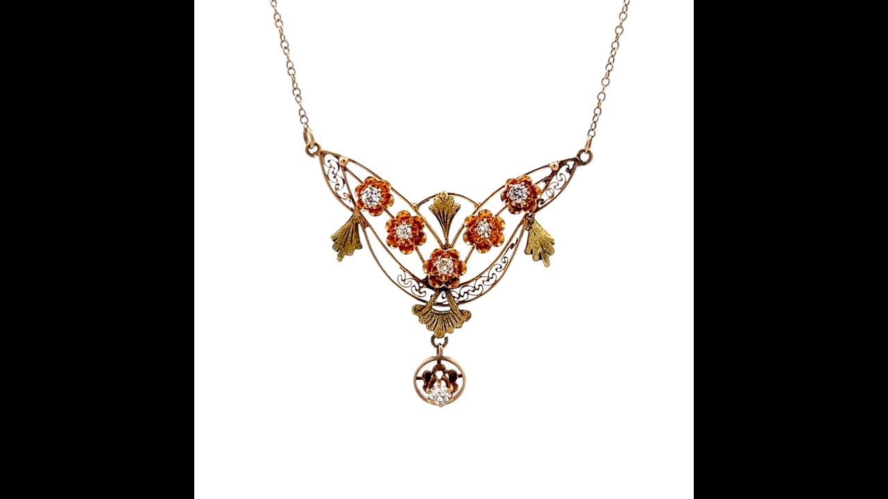 25 Antique Art Nouveau Diamond Pendant Necklace 14k – Filigree