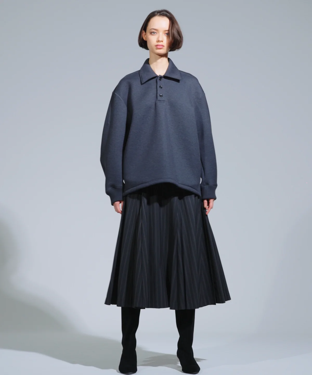 ダブスタ　sov. ブラック プリーツスカート 36 Sov. / ボックスプリーツスカート BOTTOMS Night STORE | ダブル