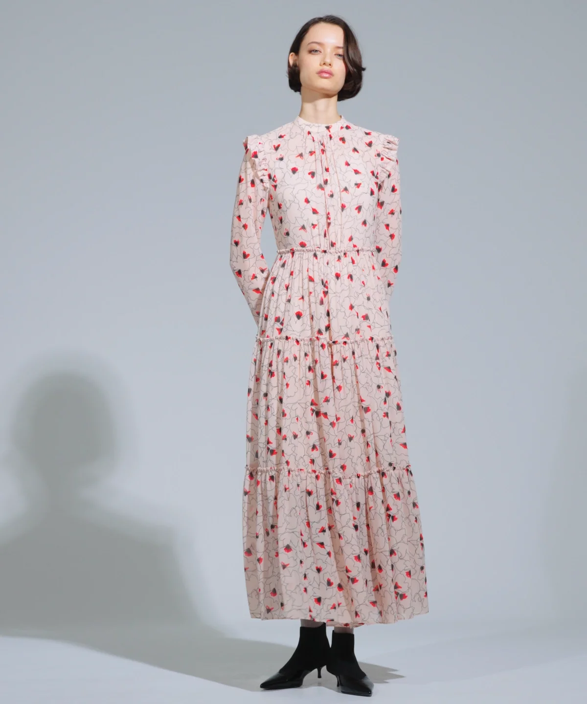 【極美品】シフォンフリルワンピース 極美品】水色 シフォン ワンピース フリル付き ポンポネット 120