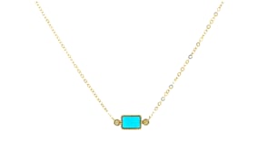 Turquoise Necklace with Diamonds in 14kt Yellow Gold