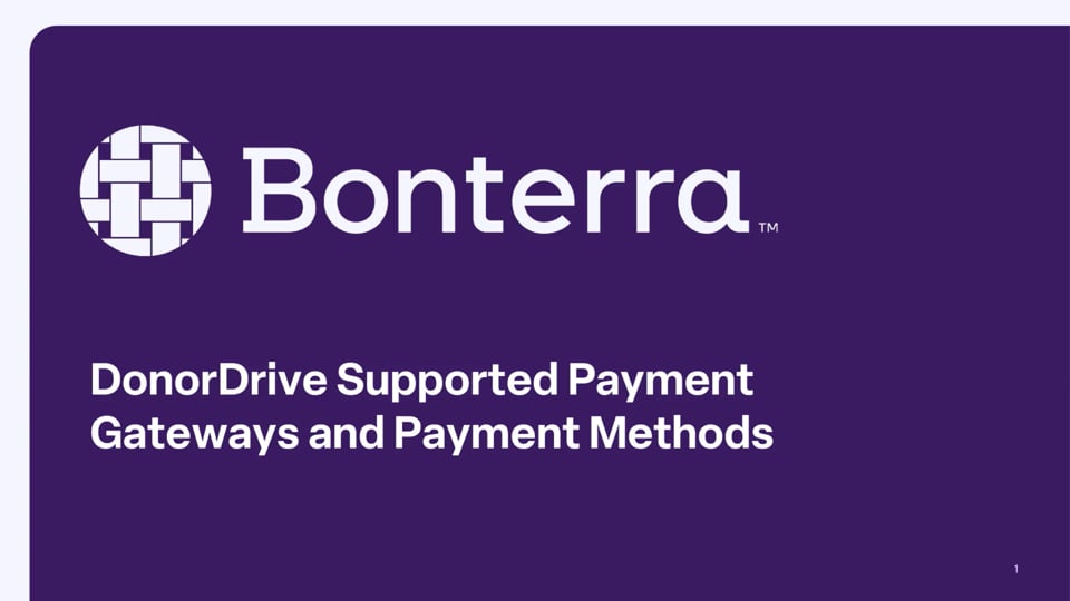 DonorDrive Supported Payment Gateways and Payment Methods