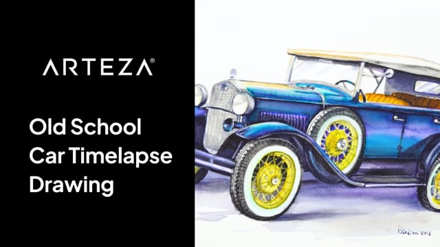Old School Car Timelapse Drawing with Arteza Real Brush Pens Expert-Led ...