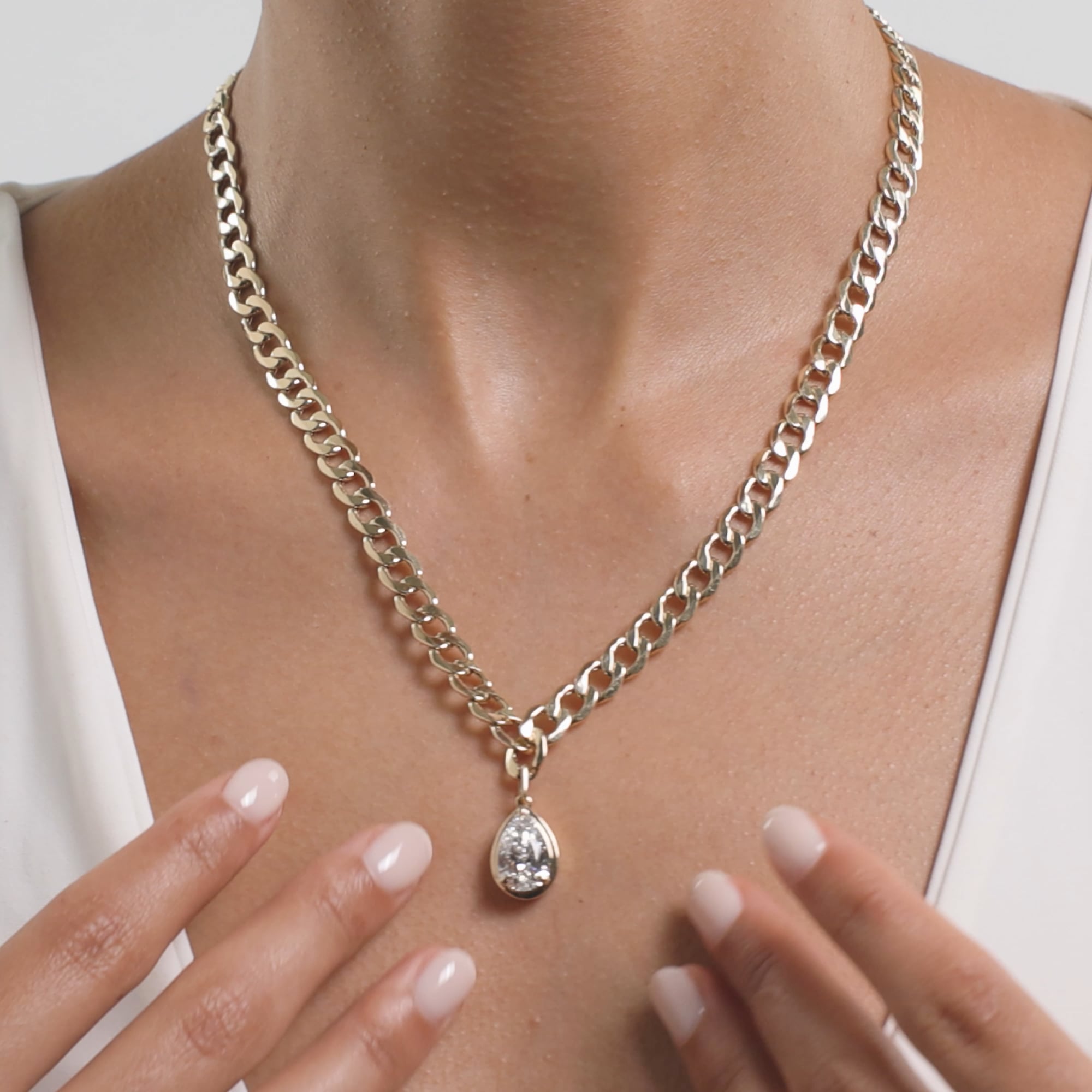 product video 2 for 3 ctw Pear Lab Grown Diamond Solitaire Necklace