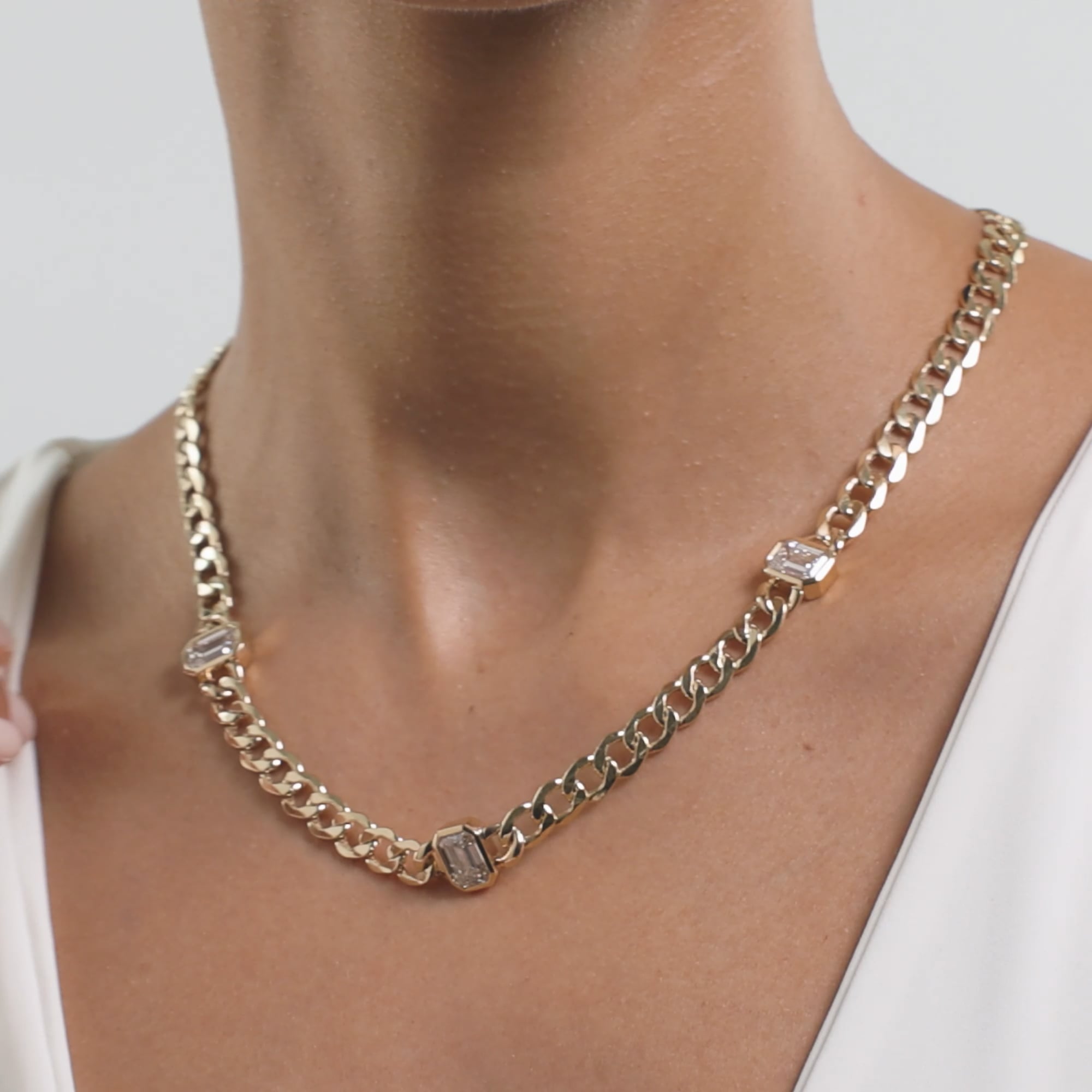 6 ctw Emerald Lab Grown Diamond Fashion Necklace 14K Yellow Gold, F, VS2