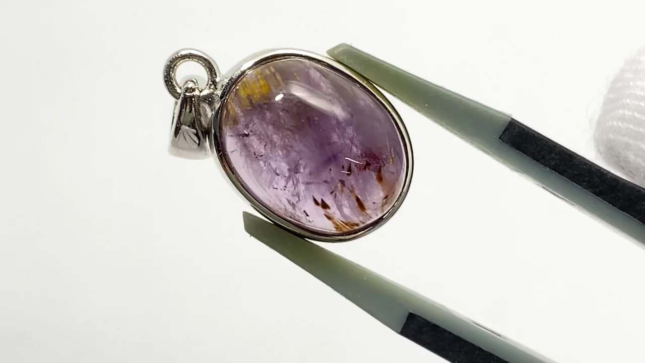 動画】【1点もの】カコクセナイトインアメジストAAA- ペンダントトップ