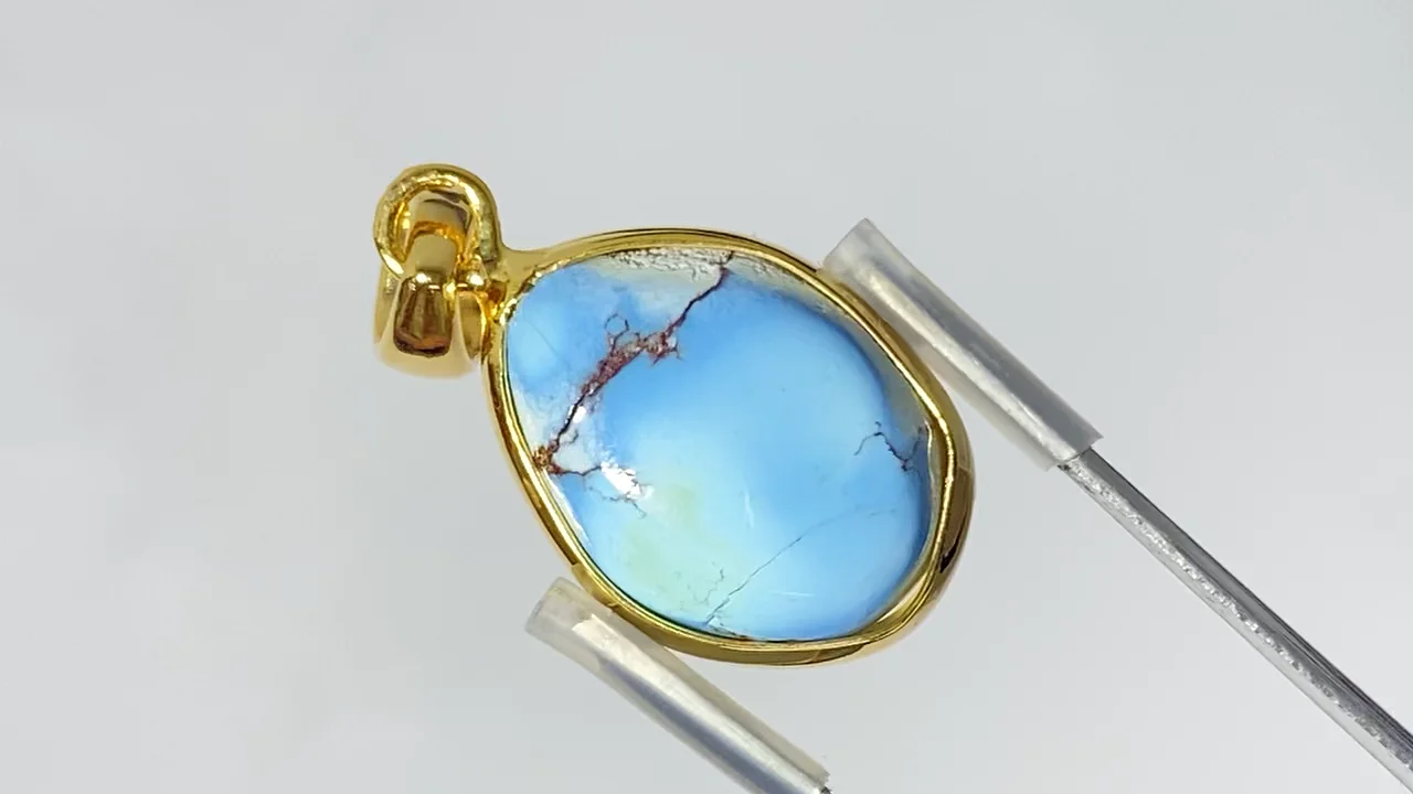 購入可　KanazawaPOLES 110cm 30cmグリップ　ターコイズ 動画】【1点もの】カザフスタン産ゴールデンヒルターコイズ ペンダント