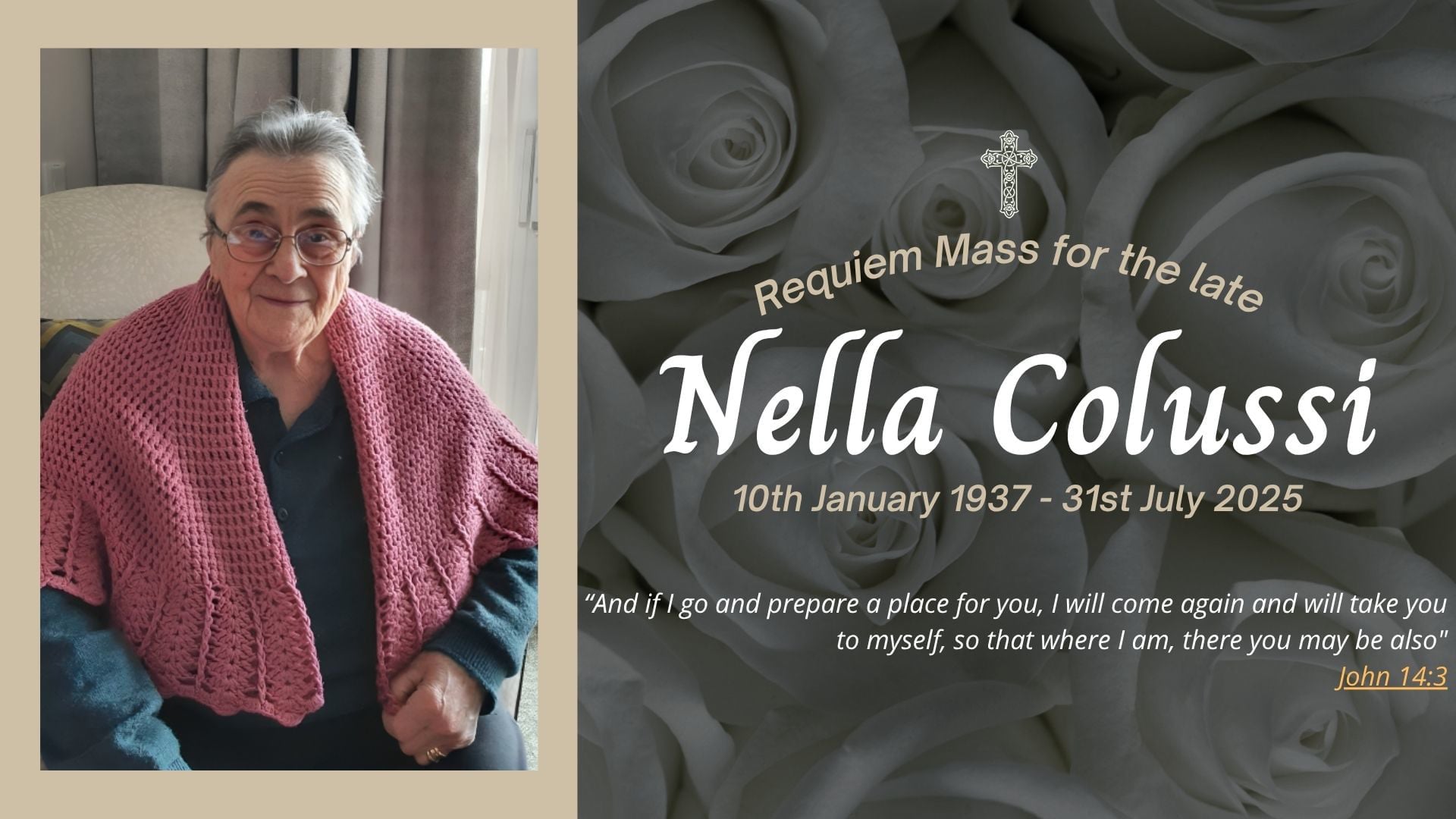 Funeral livestream of the late Nella Colussi
