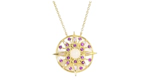 Opal, Mother-of-Pearl and .98 ct. t.w. Multi-Gemstone Compass Pendant Necklace in 18kt Gold Over Sterling