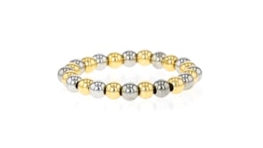 3mm Sterling Silver and 14kt Yellow Gold Bead Stretch Ring