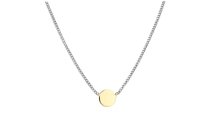Italian 14kt Yellow Gold Circle and Sterling Silver Curb-Link Necklace
