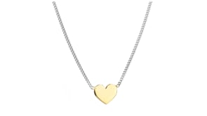 Italian 14kt Yellow Gold Heart and Sterling Silver Curb-Link Necklace