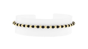 3mm Onyx and 10kt Yellow Gold Bead Stretch Bracelet