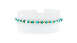 3-3.5mm Turquoise Bead Stretch Bracelet in 10kt Yellow Gold