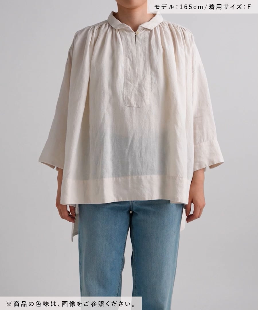 natural by clip リネンミニカラーギャザーブラウス 今季 studio CLIP｜《natural by clip》リネンミニカラーギャザー
