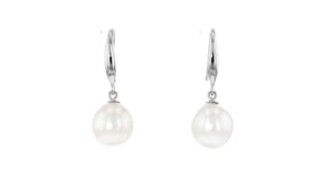 9.5-10.5mm Cultured Semi-Baroque Pearl Jewelry Set: Drop Earrings and Pendant Necklace in Sterling Silver
