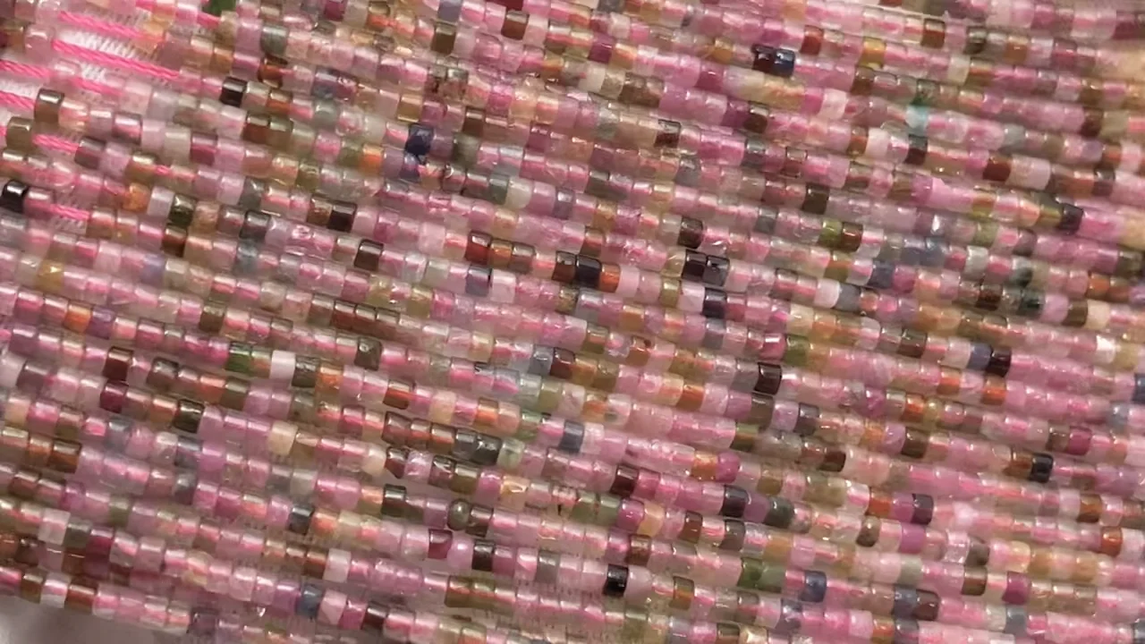 マルチカラートルマリン AA++ チューブ(ヘイシ)1.5×1.5×1mm 1連(約37cm