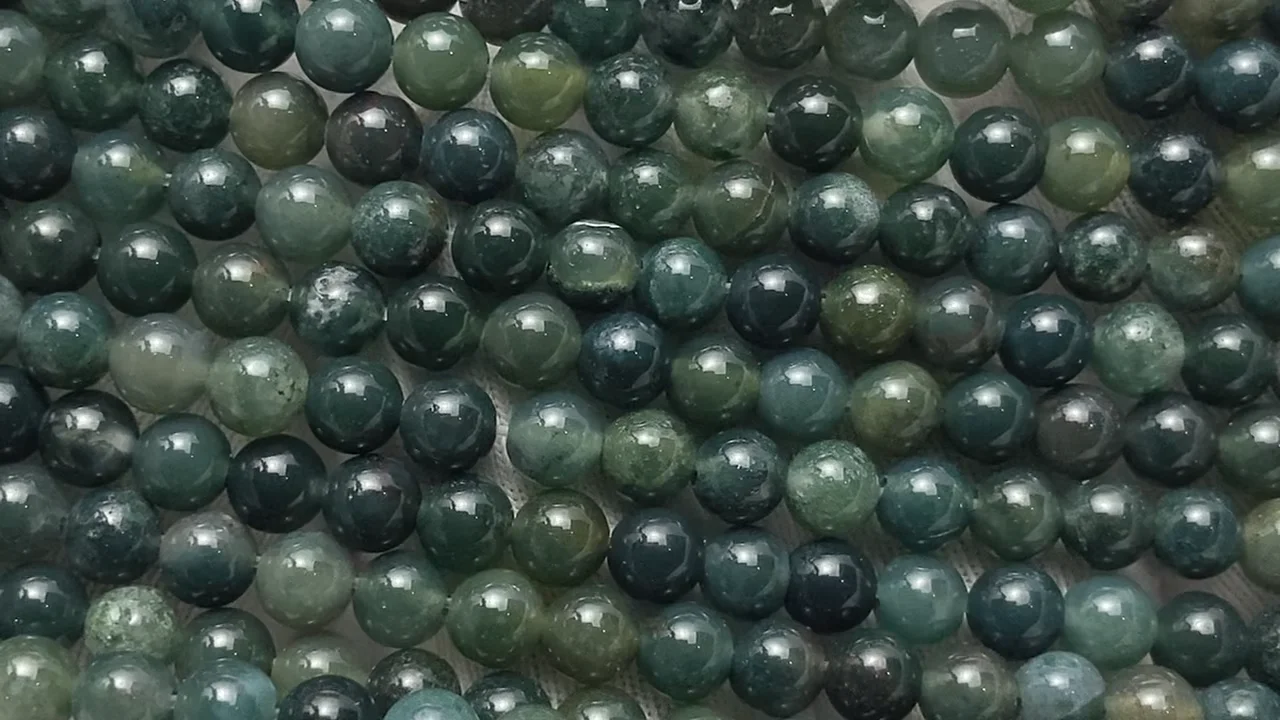 モスアゲート ラウンド4mm 1連（約36cm）｜天然石ビーズの卸問屋・通販