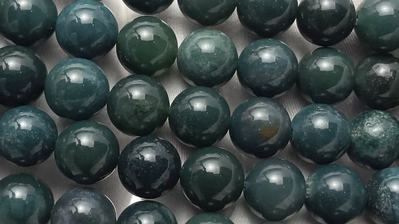 モスアゲート ラウンド10mm 1連｜天然石ビーズの卸問屋・通販ケンケン