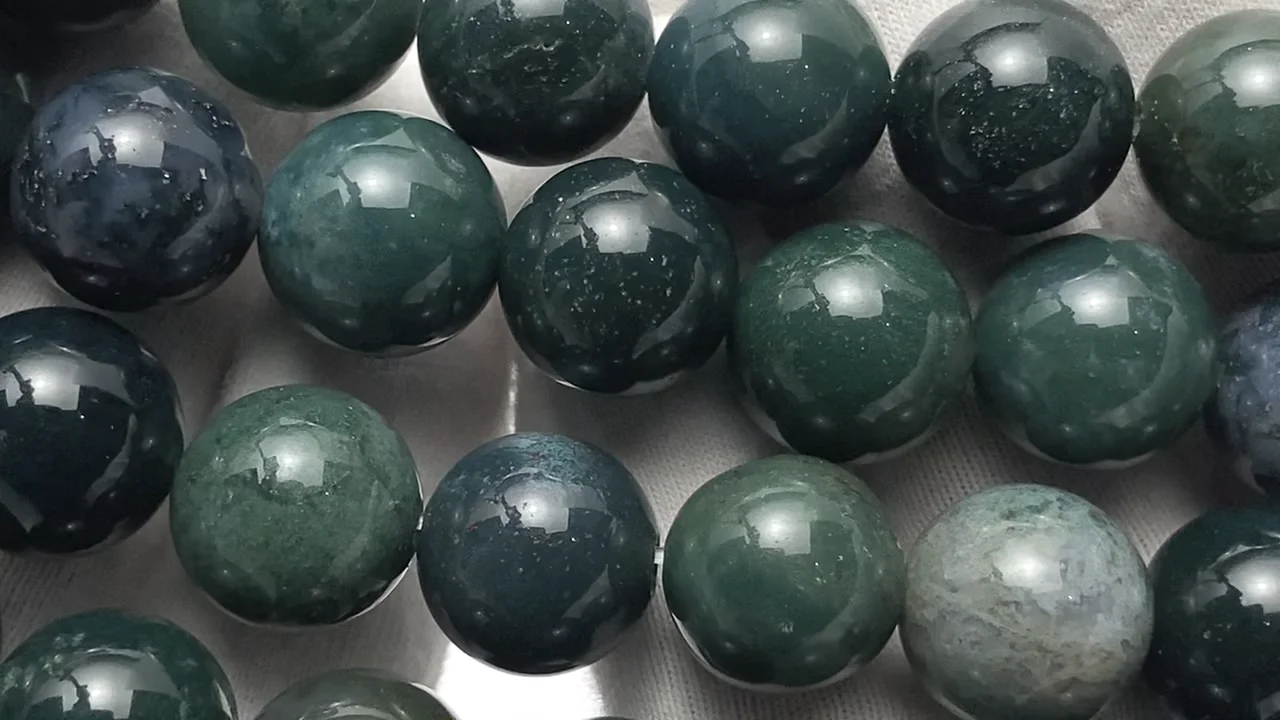 モスアゲート ラウンド12mm 1連｜天然石ビーズの卸問屋・通販ケンケン