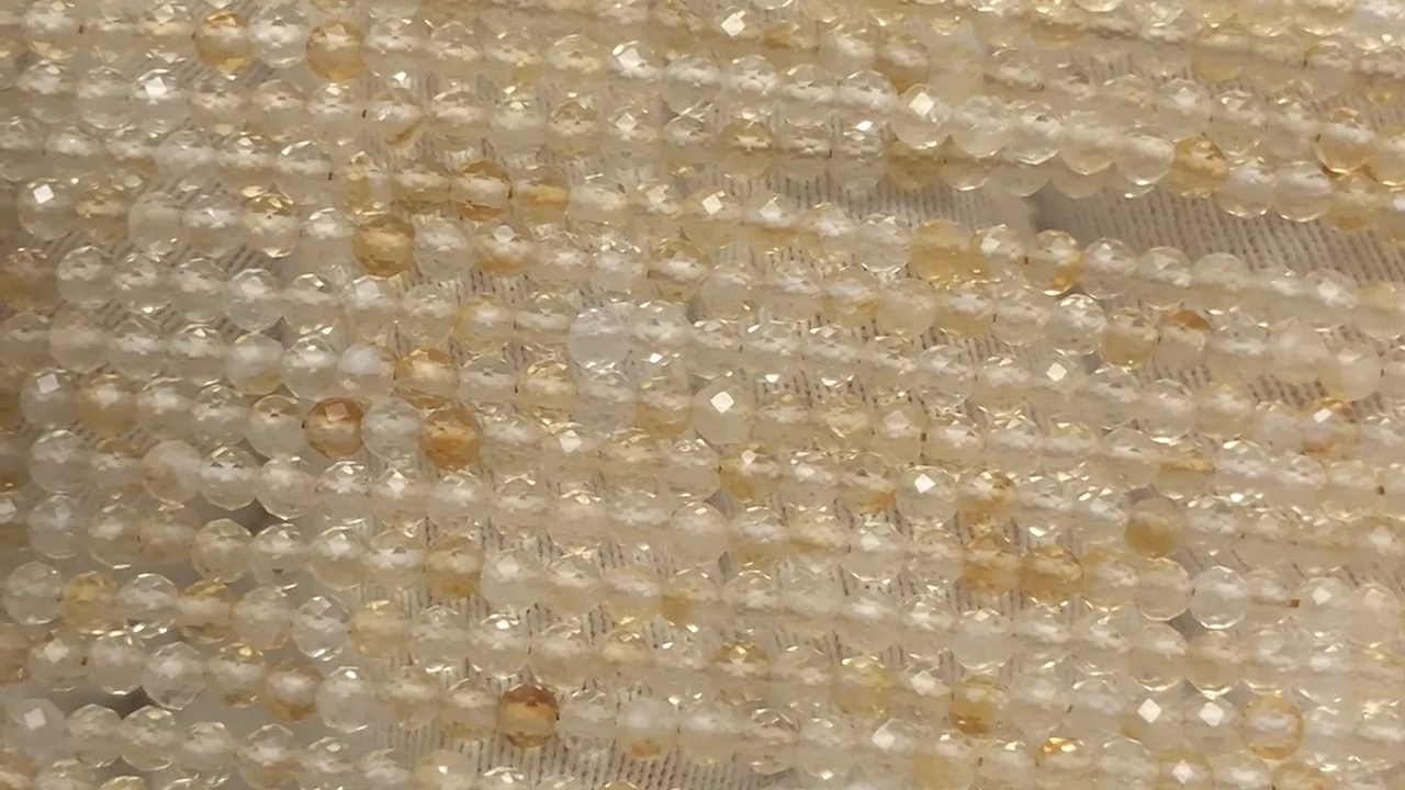 シトリン AA+ ラウンドカット2mm 1連(ネックレス)【素晴らしい輝き