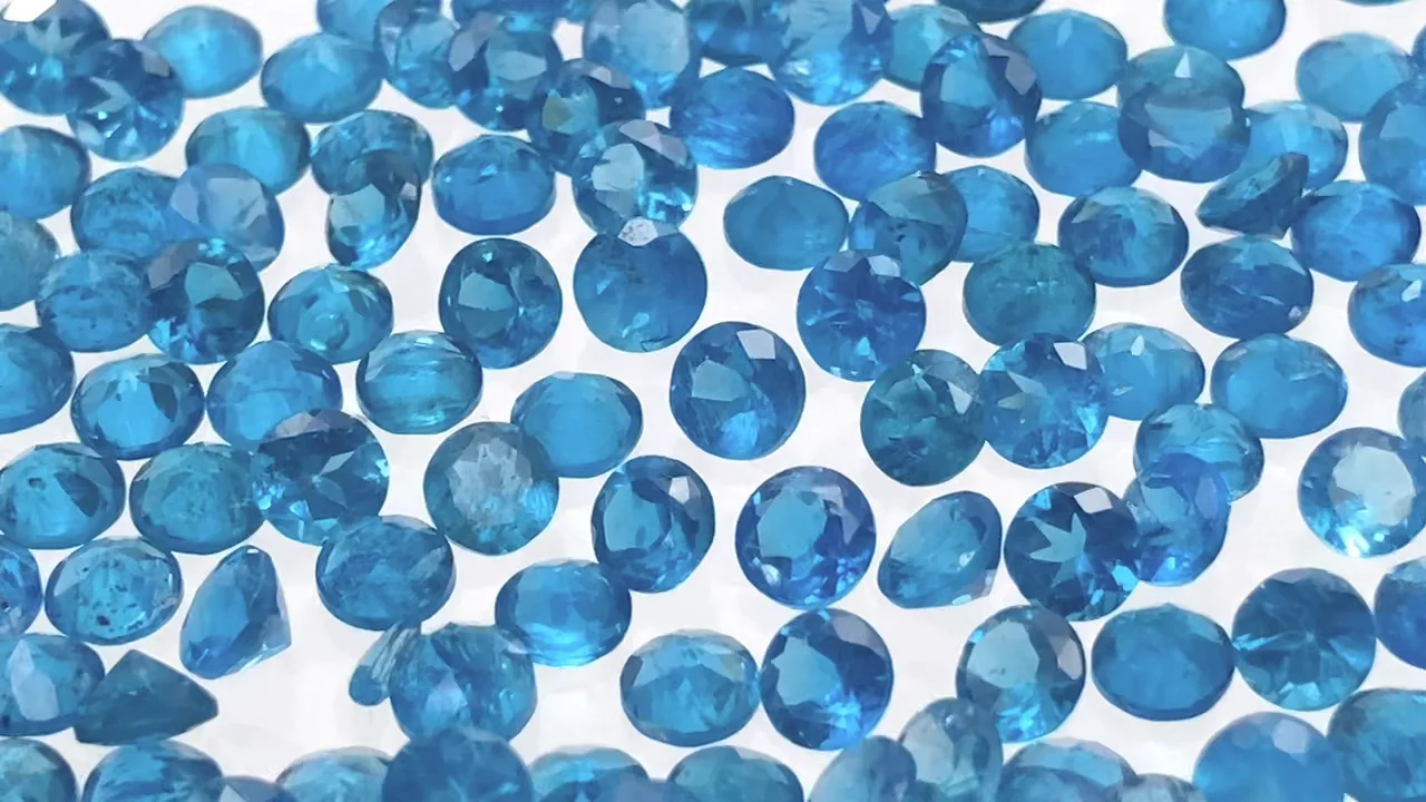 動画】宝石質ネオンブルーアパタイトAAA- ルース ラウンドファセット