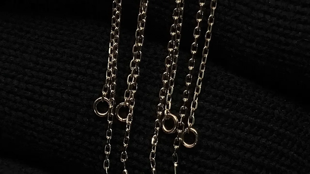 K10 Yellow Gold】カット小豆チェーン アメリカン チェーンピアス 