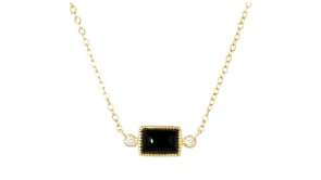 Onyx Necklace with Diamonds in 14kt Yellow Gold