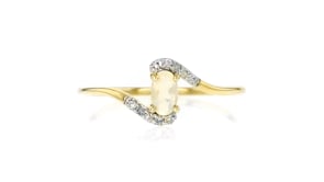 Opal Swirl Ring with Diamonds in 14kt Yellow Gold