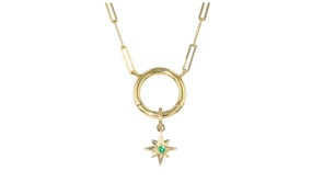Emerald North Star Charm in 14kt Yellow Gold