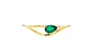 .10 Carat Lab-Grown Emerald Curve Ring in 18kt Gold Vermeil