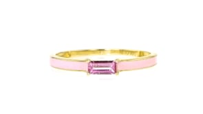 .20 Carat Pink Sapphire Ring with Pink Enamel in 14kt Yellow Gold