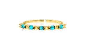 2mm Turquoise Bead Ring in 14kt Yellow Gold