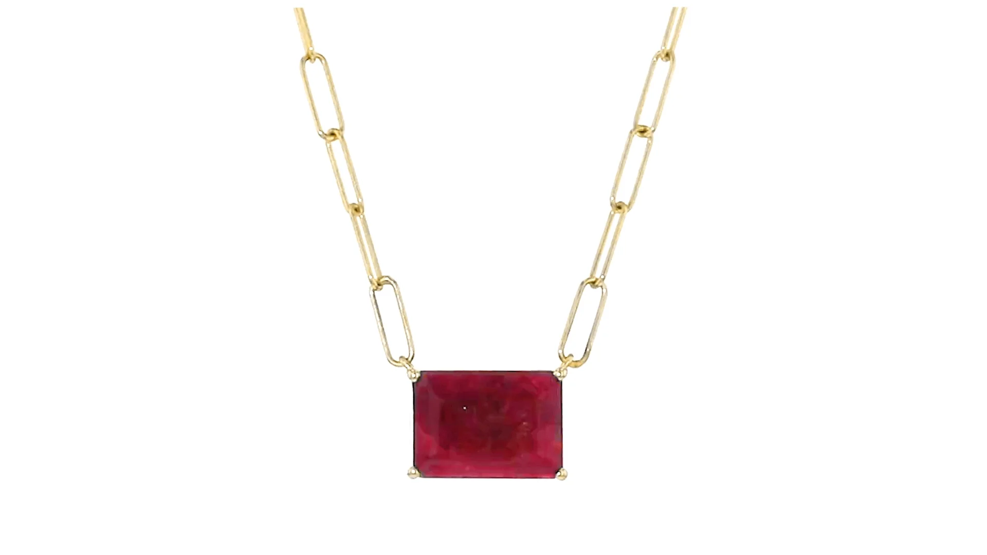 9.00 Carat Ruby Paper Clip Link Necklace in 18kt Gold Over