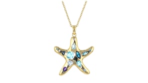 1.77 ct. t.w. Multi-Gemstone Starfish Pendant Necklace in 18kt Gold Over Sterling