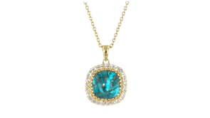 Turquoise and 1.10 ct. t.w. White Topaz Pendant Necklace in 18kt Gold Over Sterling