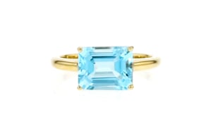 4.00 Carat Sky Blue Topaz East-West Ring in 18kt Gold Over Sterling