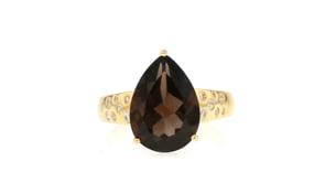 4.50 Carat Smoky Quartz and .30 ct. t.w. White Zircon Ring in 18kt Gold Over Sterling