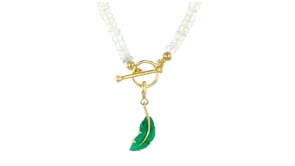 2.00 Carat Emerald Leaf Charm in 18kt Gold Over Sterling