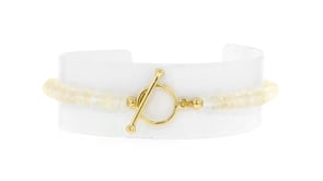 3.5-4mm Opal Bead Charm-Compatible Toggle Bracelet in 18kt Gold Over Sterling