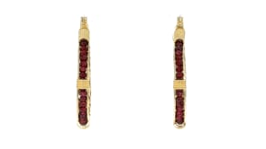 10.00 ct. t.w. Garnet Bead Hoop Earrings in 18kt Gold Over Sterling