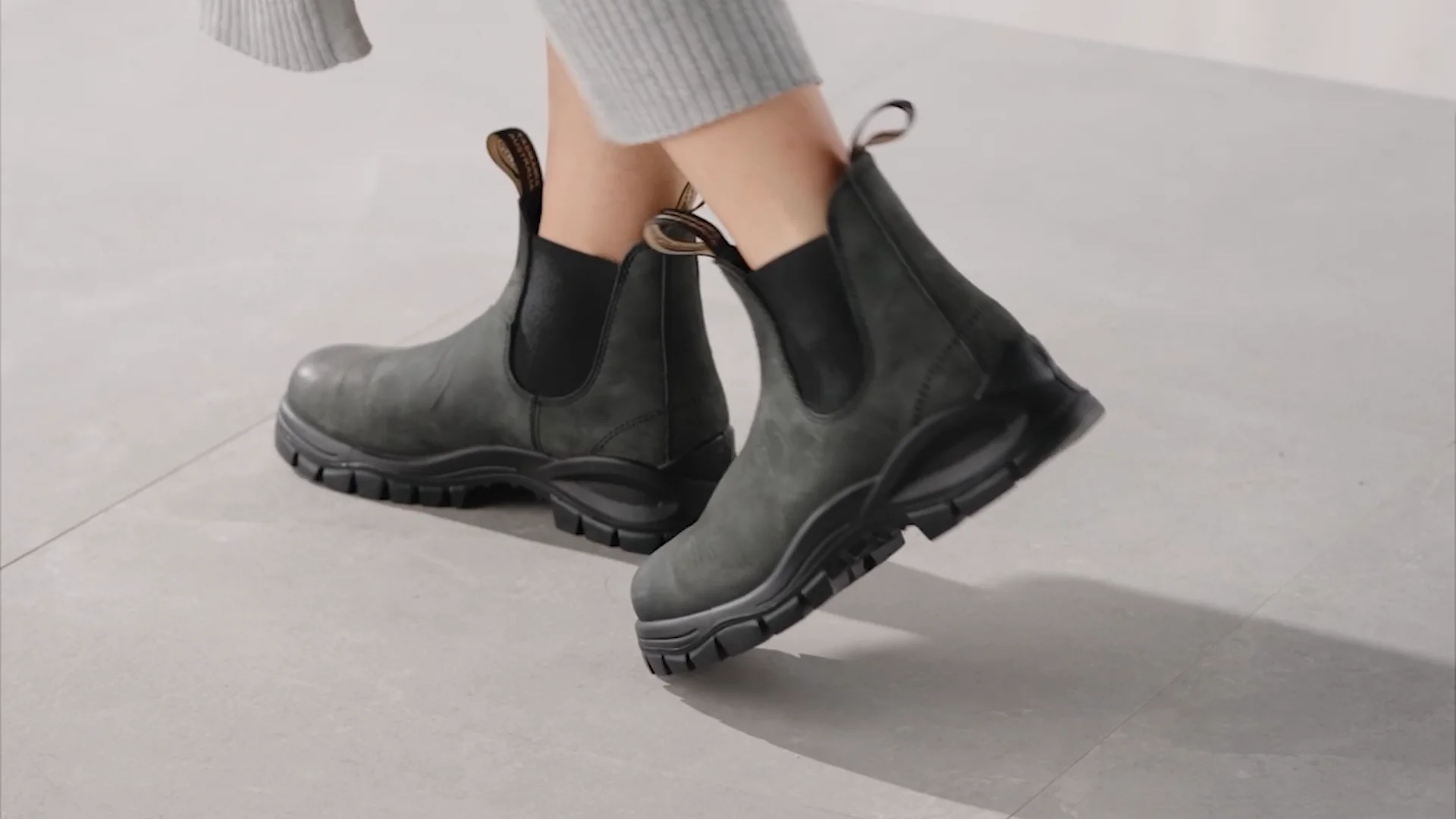 Rustic Black Premium Leather Chelsea Boots, Women's Lug 2238