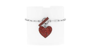 1.80 ct. t.w. Garnet Heart Paper Clip Link Toggle Bracelet in Sterling Silver