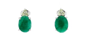5.25 ct. t.w. Emerald and .20 ct. t.w. Peridot Earrings in Sterling Silver