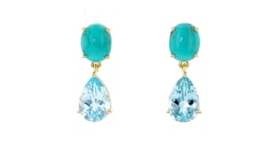 Turquoise and 6.75 ct. t.w. Sky Blue Topaz Drop Earrings in 18kt Gold Over Sterling