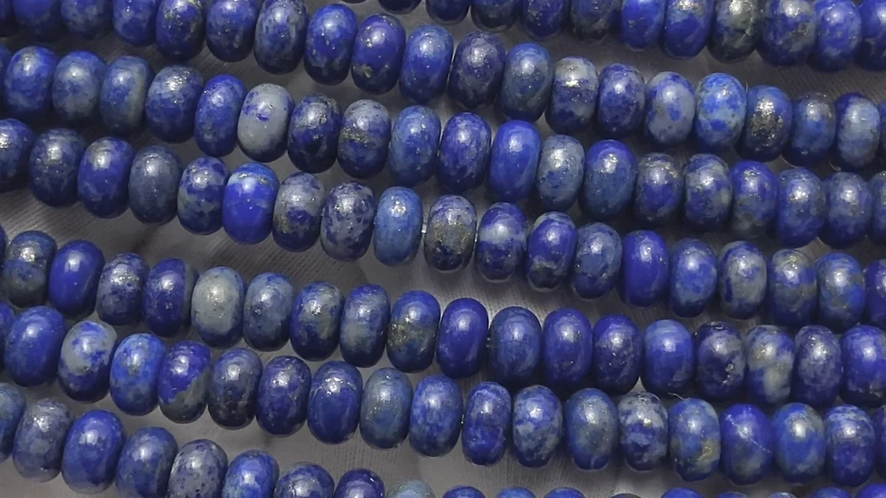 ラピスラズリ ロンデル（ボタン）6.5×6.5×3.5mm 半連/1連｜天然石