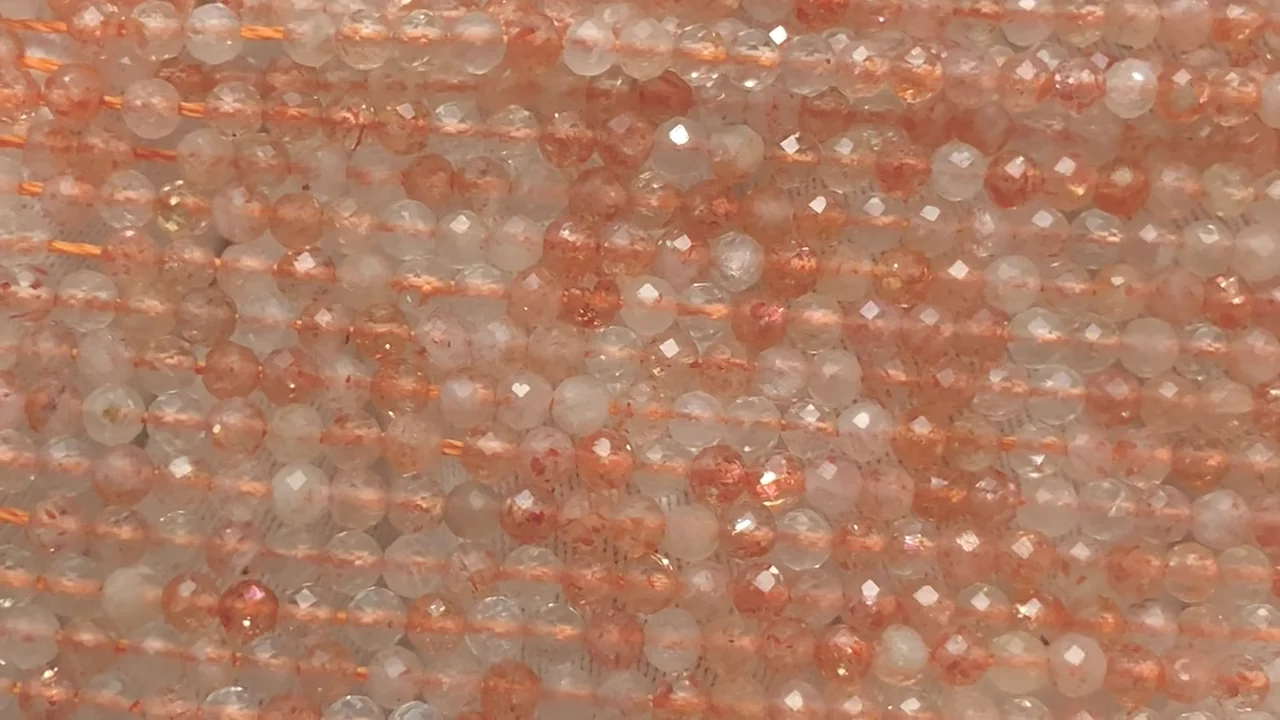 サンストーン（産地・タンザニア） 極小ラウンドカット2mm 1連｜天然石