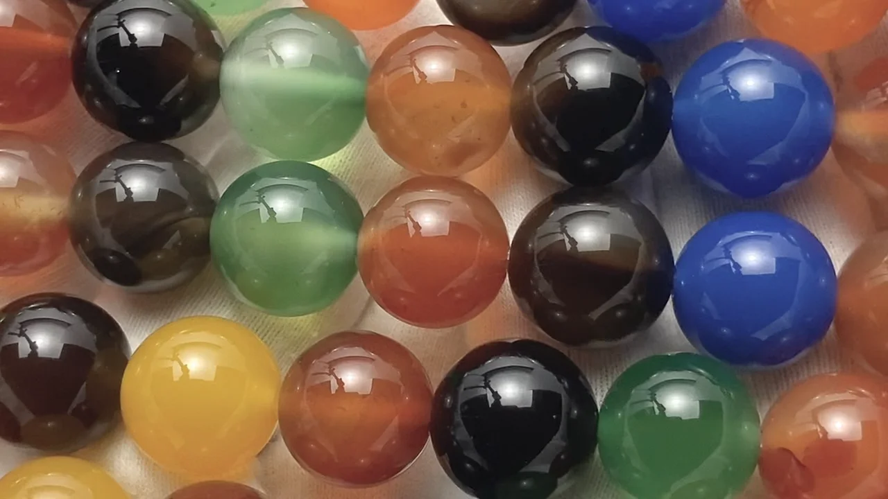 マルチカラーカルセドニー ラウンド12mm 1連｜天然石ビーズ・ルース