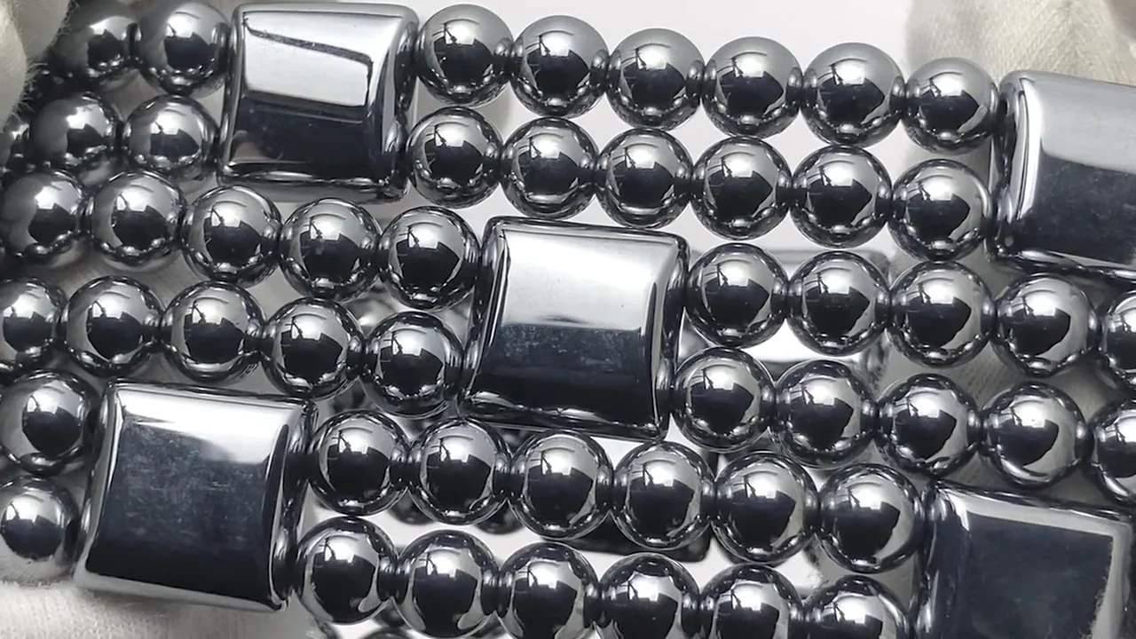 高純度テラヘルツ鉱石 2つ穴スクエア12×12×5.5mm&ラウンド6mm 1連