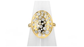 1.00 ct. t.w. Scattered Lab-Grown Diamond Oval Ring in 18kt Gold Over Sterling